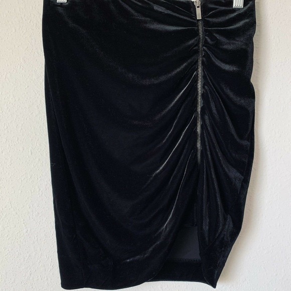 1. State Black Velvet Zip Front Asymmetrical Mini Skirt - Picture 2 of 4